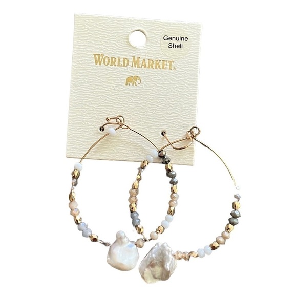 NWT World Market Genuine Shell Earrings - Picture 1 of 2